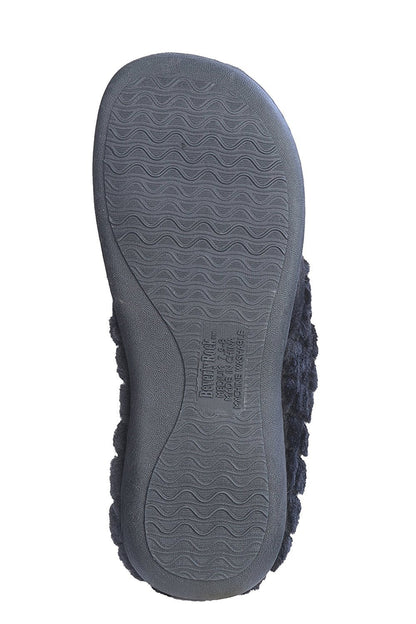 Roxoni Women’s Velour Slippers Memory Foam Clog Quilted Faux Fur Collar