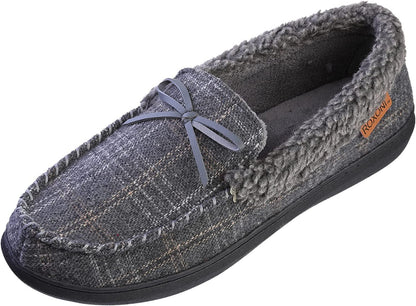 Men's Slippers Moccasin Plush Lined House Shoes Fuzzy Furry