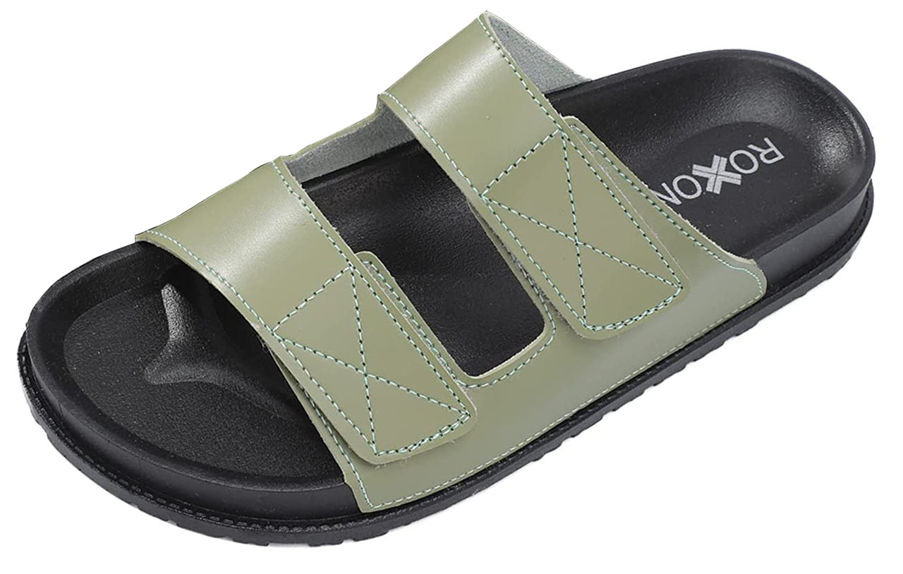 Roxoni Women’s Cushioned Two Strap Footbed Sandals Lightweight Open Toe Slide Sandals