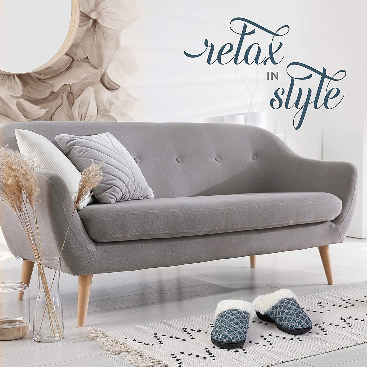 Roxoni Womenâ€™s Cozy Memory Foam Slippers, Fuzzy Warm Faux Fur, Indoor Outdoor Rubber Sole