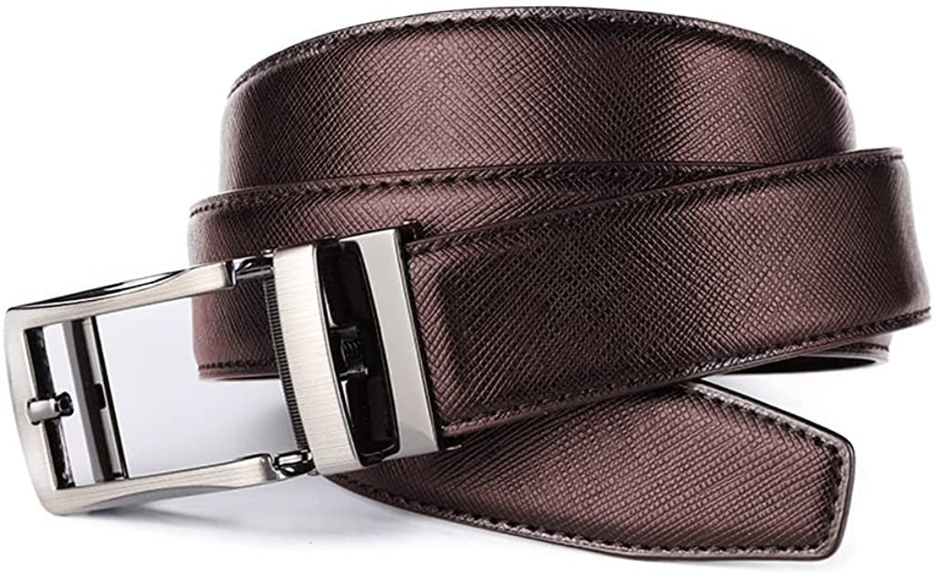 ROXONI Men's Ultra Soft Genuine Leather Ratchet Dress Belt with Automatic Buckle, Enclosed in an Elegant Gift Box - 2 Pack