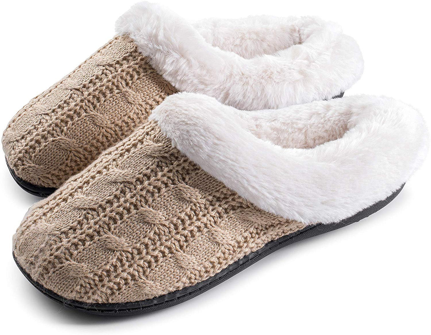 Roxoni Women's Slippers Cable Knit Super Cozy Comfort Clog