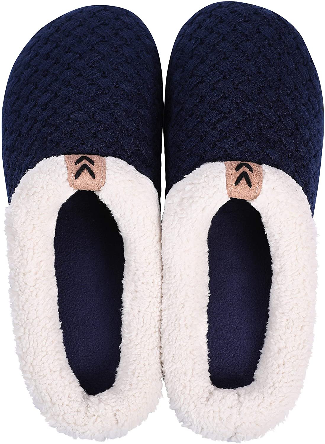 Roxoni Women's Slippers Cozy Fleece Warm Clog Knit Winter Ladies House Shoe Non-Slip
