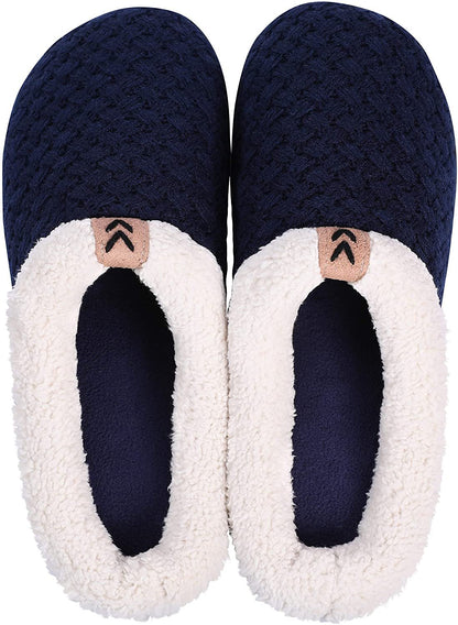Roxoni Women's Slippers Cozy Fleece Warm Clog Knit Winter Ladies House Shoe Non-Slip