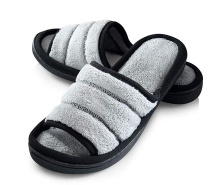 Roxoni Women's Open Toe Memory Foam Slippers with Contrast Design -Sizes 6 to 11 -style #2185