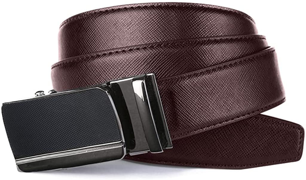 ROXONI Men's Ultra Soft Genuine Leather Ratchet Dress Belt with Automatic Buckle, Enclosed in an Elegant Gift Box - 2 Pack