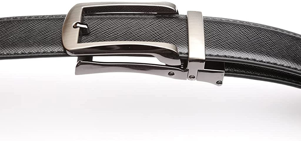 ROXONI Men's Ultra Soft Genuine Leather Ratchet Dress Belt with Automatic Buckle, Enclosed in an Elegant Gift Box - 2 Pack