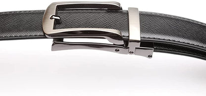 ROXONI Men's Ultra Soft Genuine Leather Ratchet Dress Belt with Automatic Buckle, Enclosed in an Elegant Gift Box - 2 Pack