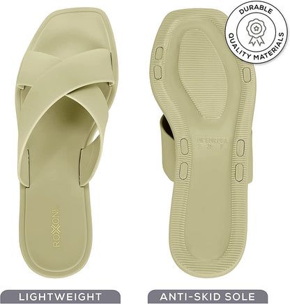 ROXONI Women Slippers Shower Pool Sandals Criss Cross Bathroom Quick Drying Slippers
