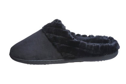 Roxoni Women’s Velour Slippers Memory Foam Clog Quilted Faux Fur Collar
