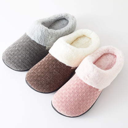Roxoni Women’s Woven Knit Fleece Clog Slippers, Cozy Plush Faux Fur Lined Memory Foam House Shoes