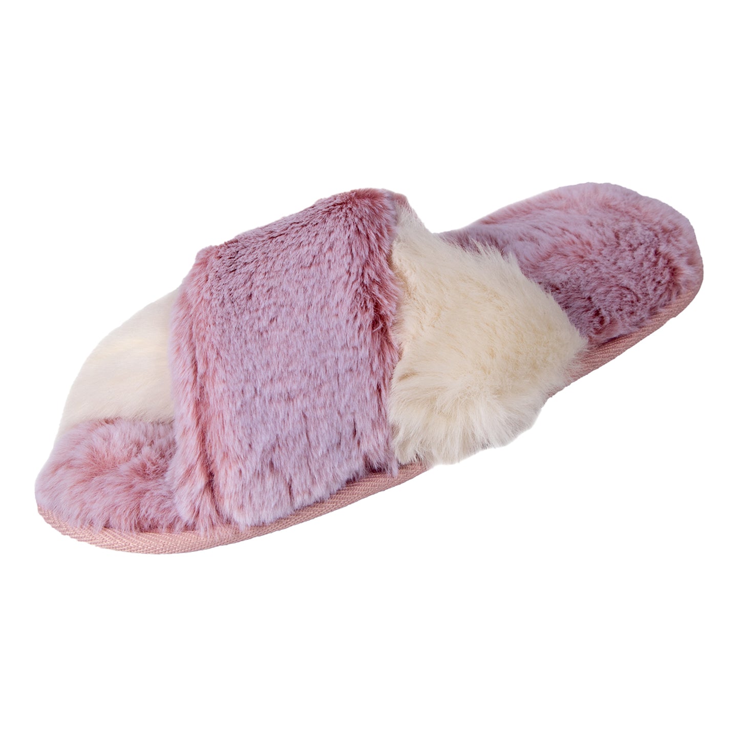 Women's Cross Band Fur Slipper