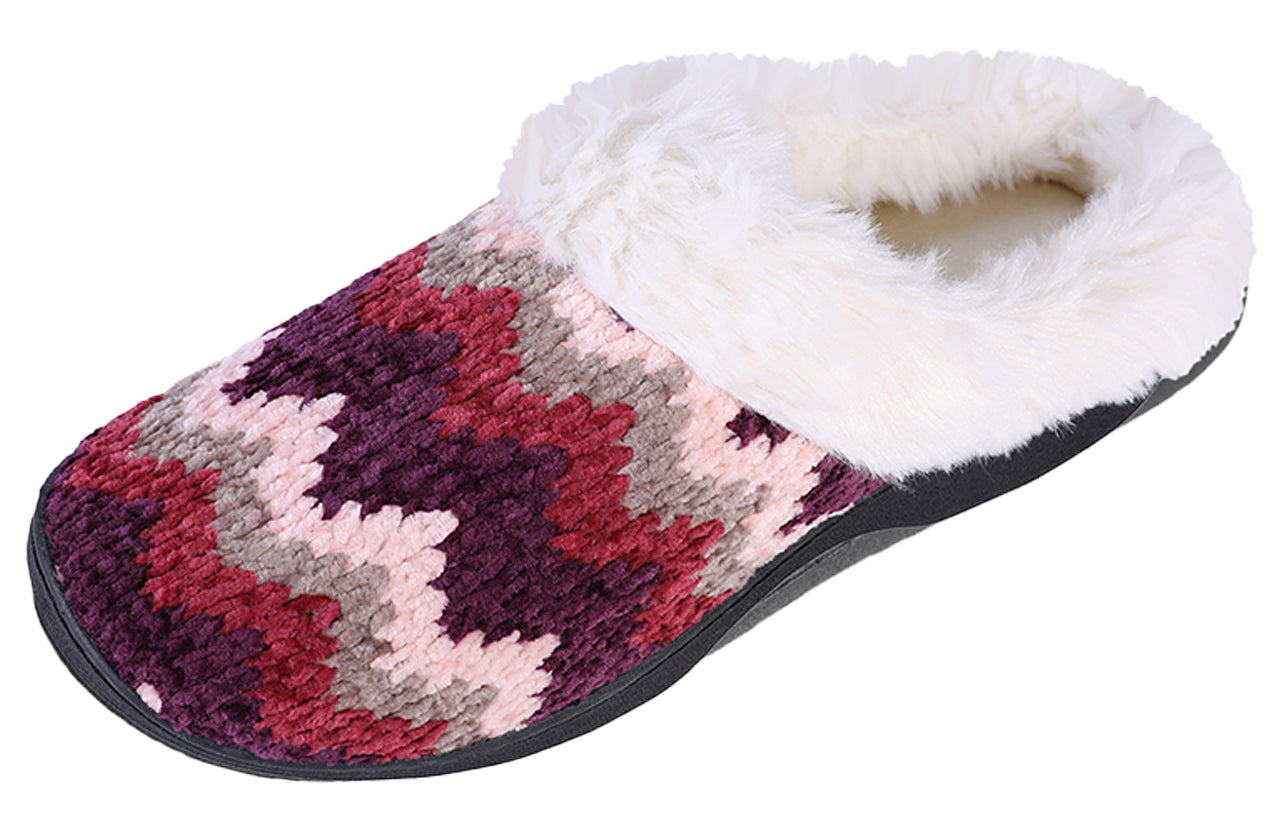 Roxoni Women's Cozy Memory Foam Slippers, Fuzzy Warm Faux Fur Lined, Indoor Outdoor Rubber Sole