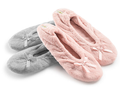 Roxoni Women's Terry Classic Cotton Ballerina Slippers (Pack of 2)