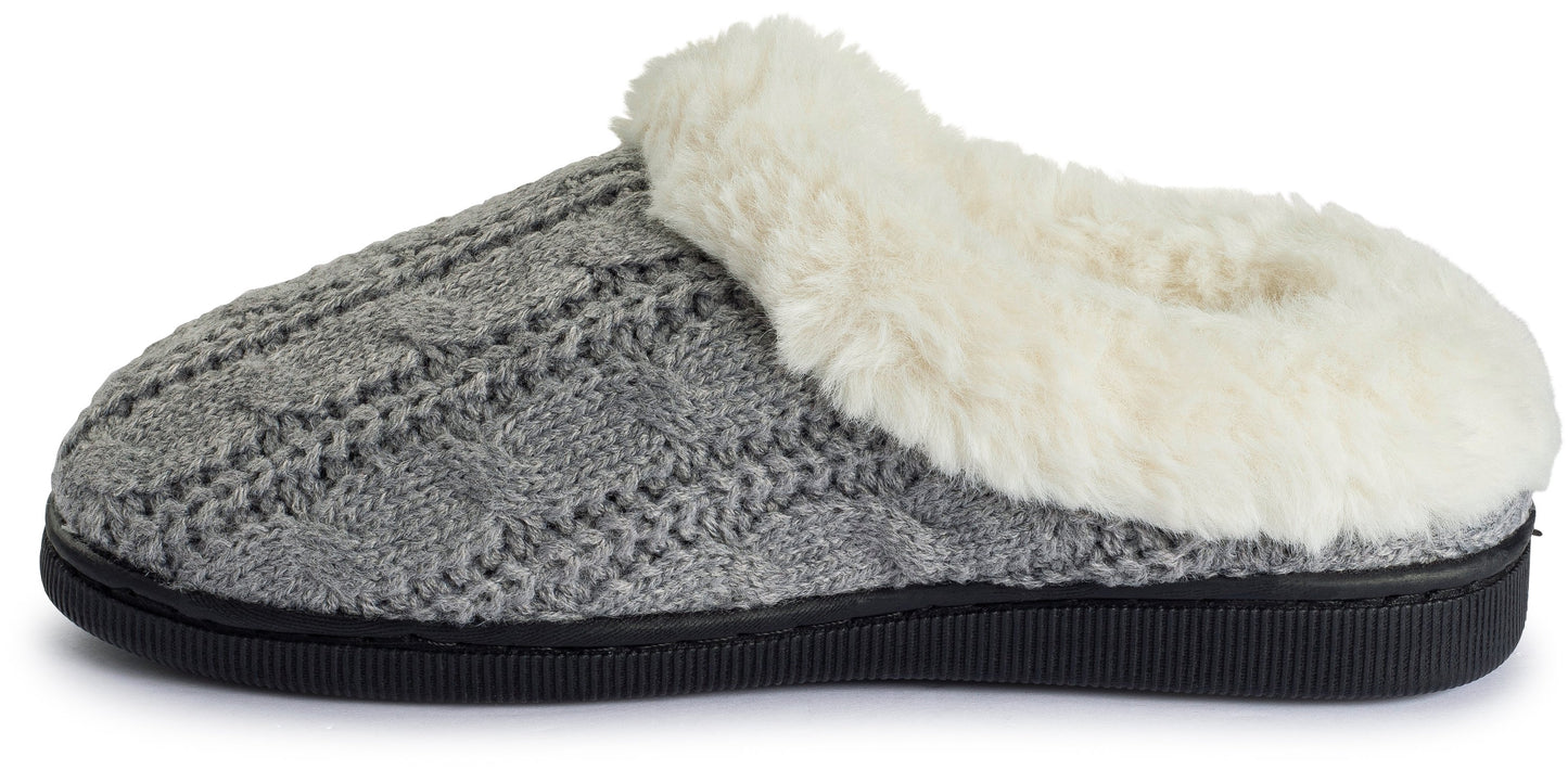 Pupeez Girls Cable Knit Slippers Fleece Lined House Shoe