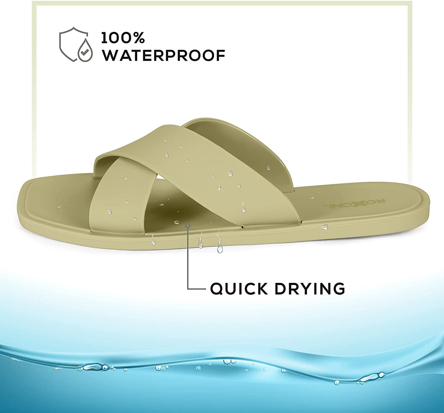 ROXONI Women Slippers Shower Pool Sandals Criss Cross Bathroom Quick Drying Slippers