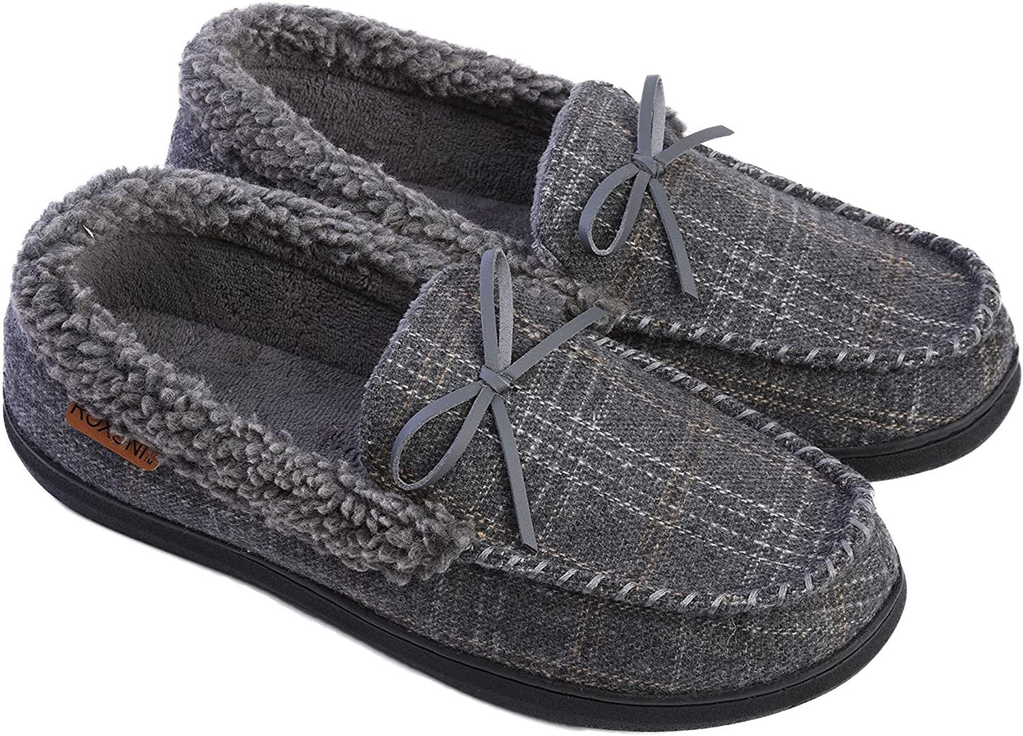 Men's Slippers Moccasin Plush Lined House Shoes Fuzzy Furry