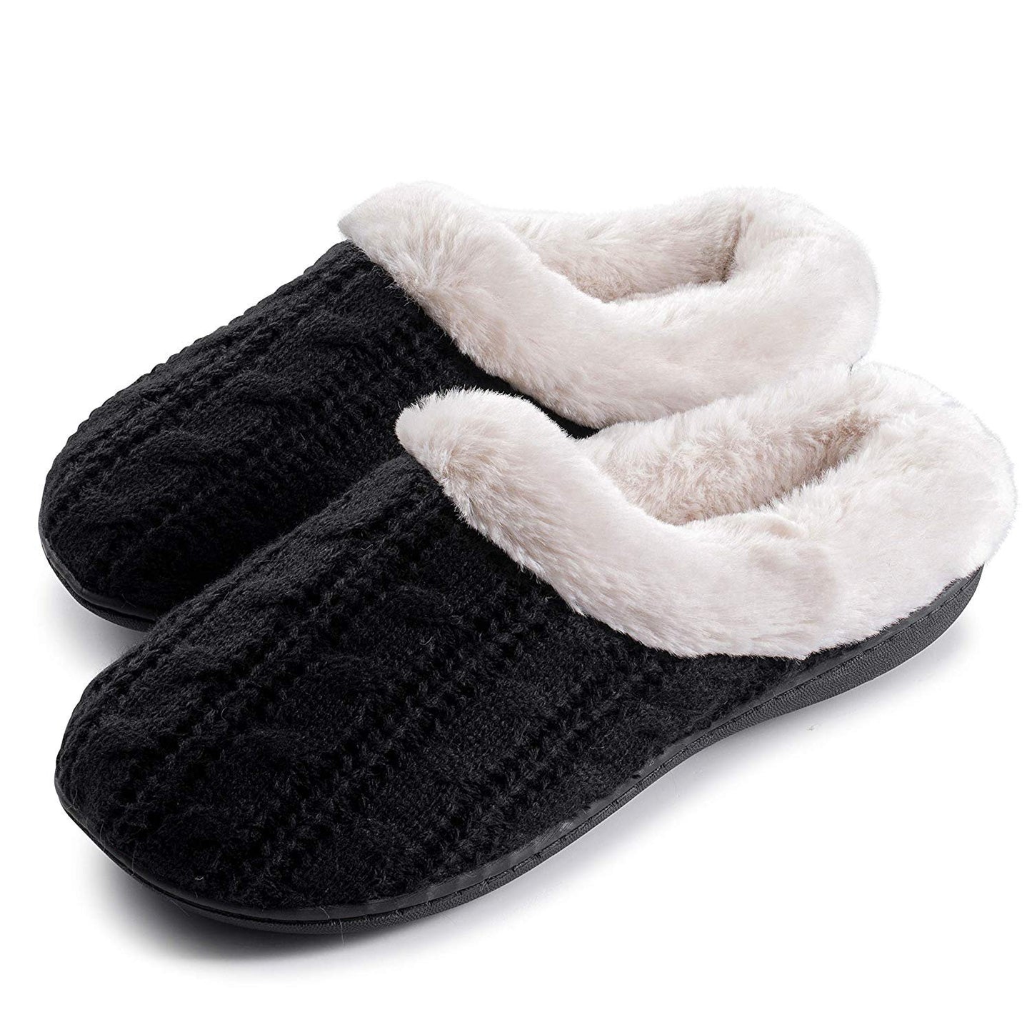 Roxoni Women's Slippers Cable Knit Super Cozy Comfort Clog