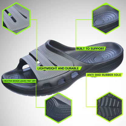 Roxoni Slide Sandals for Men | Open Toe Slip-On | Waterproof Rubber for Beach, Pool, Gym, Travel Wear