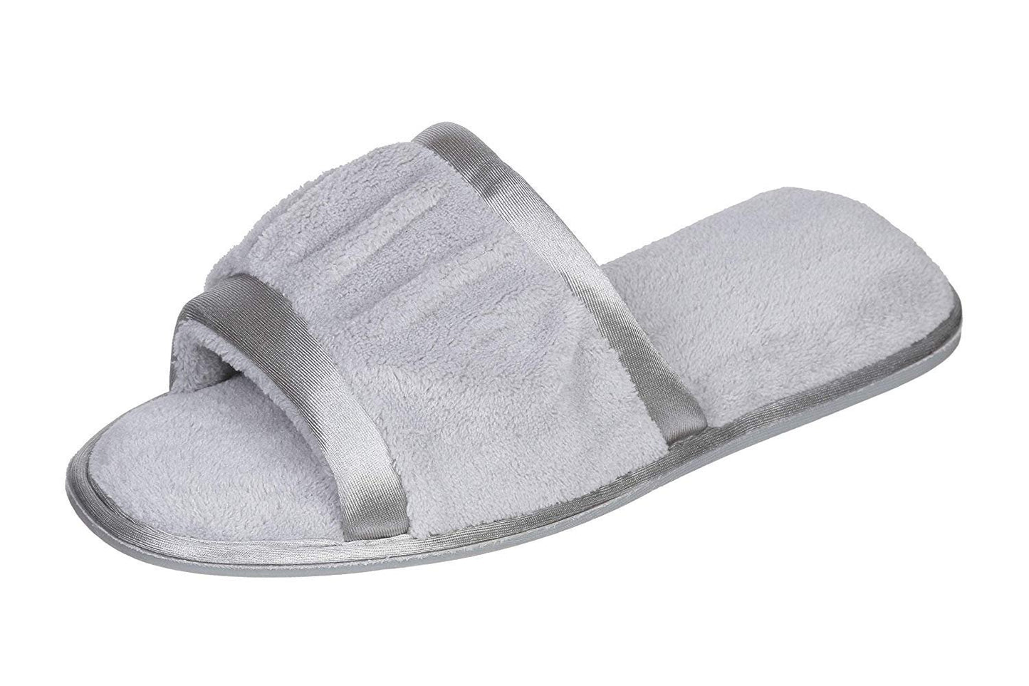 Roxoni Women's Open Toe Slide Slipper ; Ideal Terry Cloth House Shoe for Indoor and Outdoor