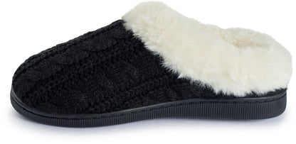 Pupeez Girls Cable Knit Slippers Fleece Lined House Shoe