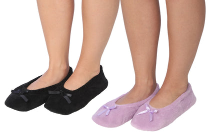 Roxoni Women's Terry Classic Cotton Ballerina Slippers (Pack of 2)