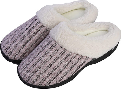 Roxoni Women’s House Slippers Knit Fleece Lined Cozy Clog House Shoes