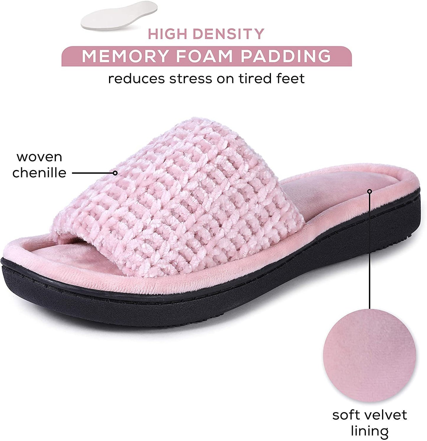 Women's Chenille Upper Open Toe Slippers