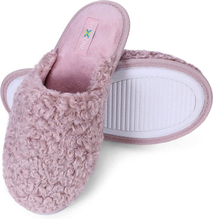 ROXONI Women Slipper Cozy Memory Foam, Indoor Outdoor Rubber Sole