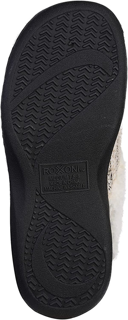 Roxoni Women’s House Slippers Knit Fleece Lined Cozy Clog House Shoes