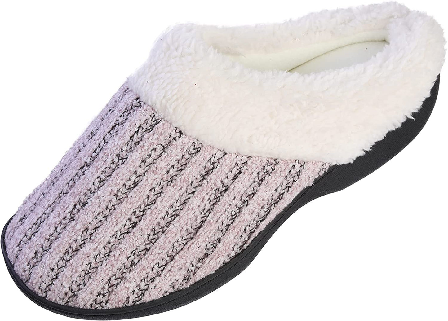 Roxoni Women’s House Slippers Knit Fleece Lined Cozy Clog House Shoes