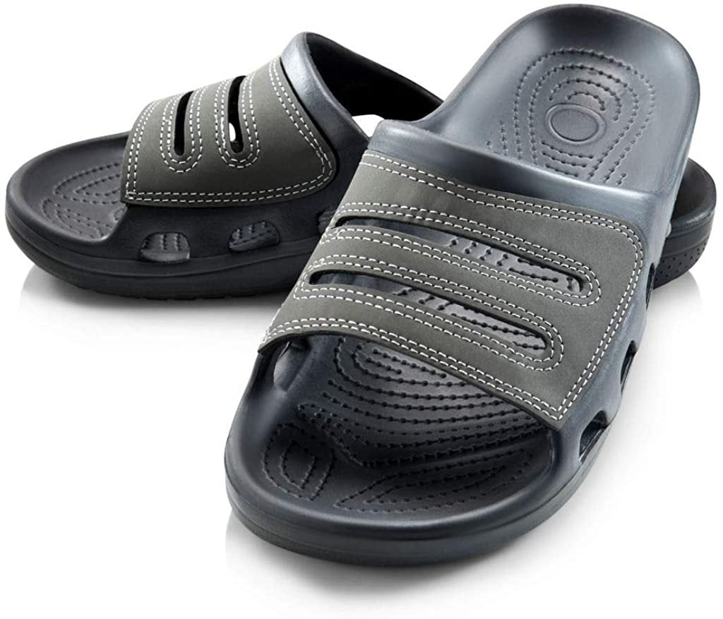 Roxoni Slide Sandals for Men | Open Toe Slip-On | Waterproof Rubber for Beach, Pool, Gym, Travel Wear