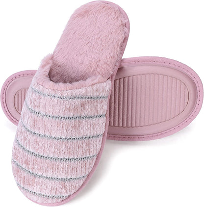 ROXONI Women Slipper Cozy Memory Foam, Indoor Outdoor Rubber Sole