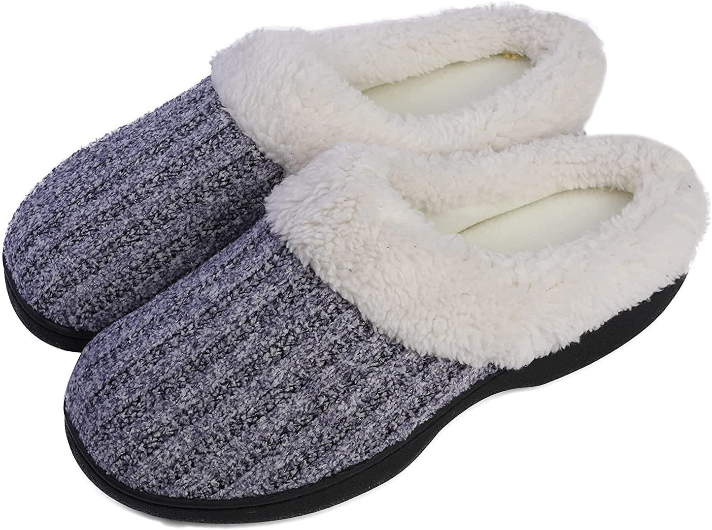 Roxoni Women’s House Slippers Knit Fleece Lined Cozy Clog House Shoes