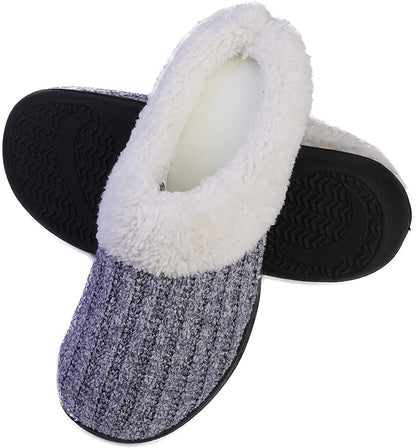 Roxoni Women’s House Slippers Knit Fleece Lined Cozy Clog House Shoes