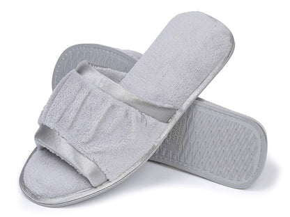 Roxoni Women's Open Toe Slide Slipper ; Ideal Terry Cloth House Shoe for Indoor and Outdoor