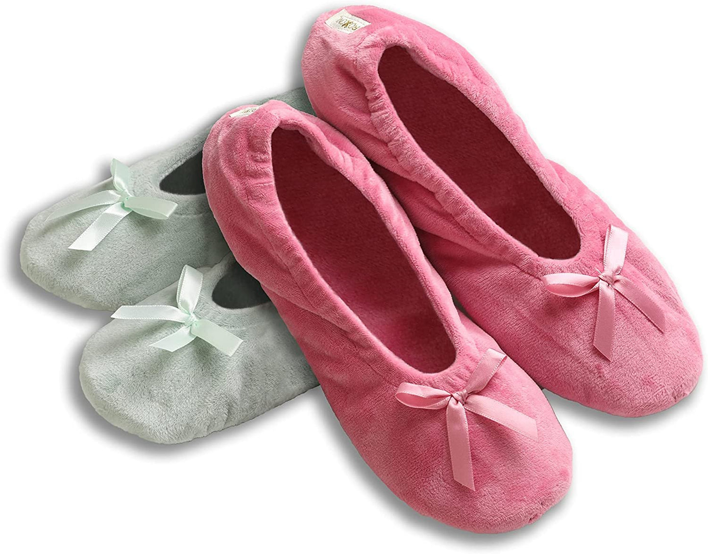 Roxoni Women's Terry Classic Cotton Ballerina Slippers (Pack of 2)