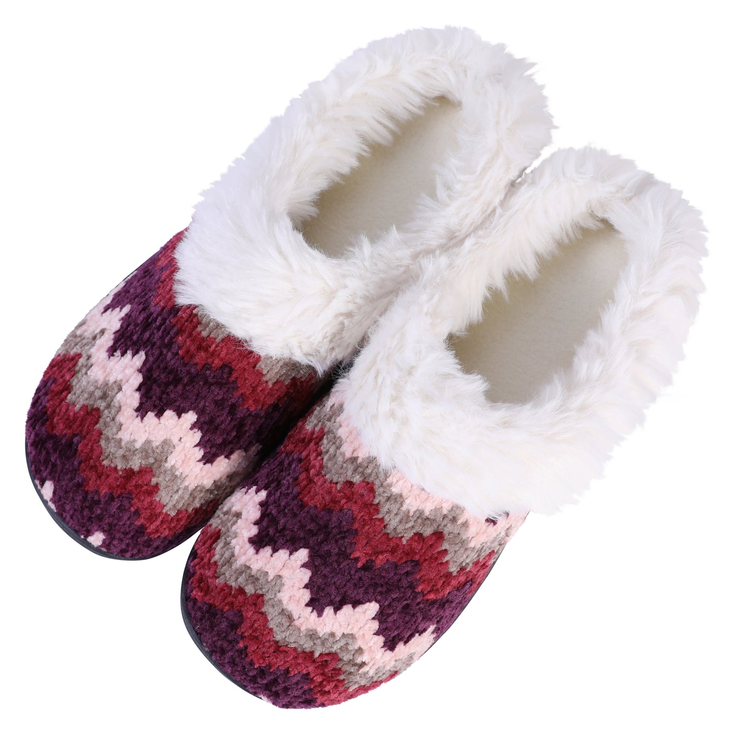 Roxoni Women's Cozy Memory Foam Slippers, Fuzzy Warm Faux Fur Lined, Indoor Outdoor Rubber Sole