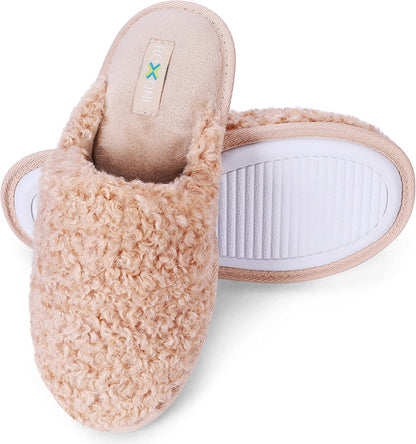 ROXONI Women Slipper Cozy Memory Foam, Indoor Outdoor Rubber Sole