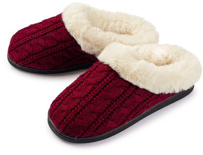 Pupeez Girls Cable Knit Slippers Fleece Lined House Shoe