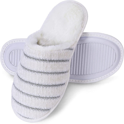 ROXONI Women Slipper Cozy Memory Foam, Indoor Outdoor Rubber Sole