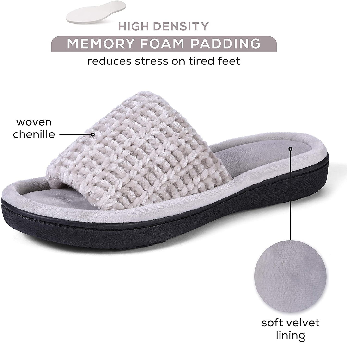 Women's Chenille Upper Open Toe Slippers