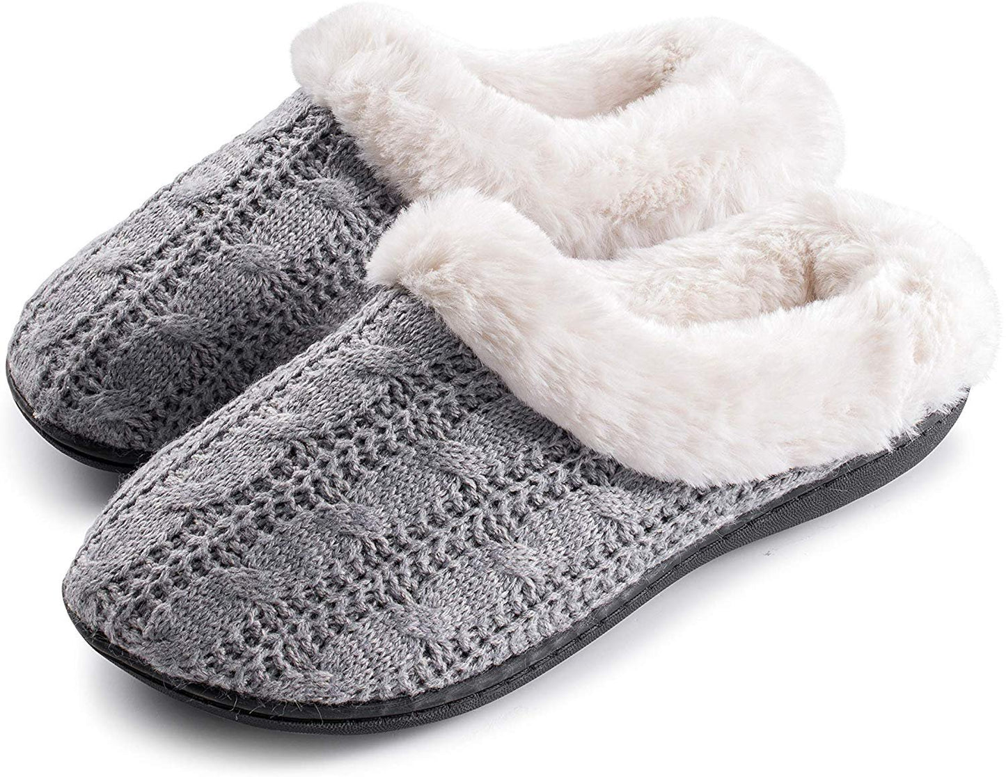 Roxoni Women's Slippers Cable Knit Super Cozy Comfort Clog