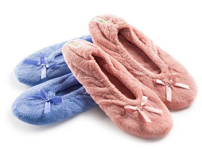 Roxoni Women's Terry Classic Cotton Ballerina Slippers (Pack of 2)