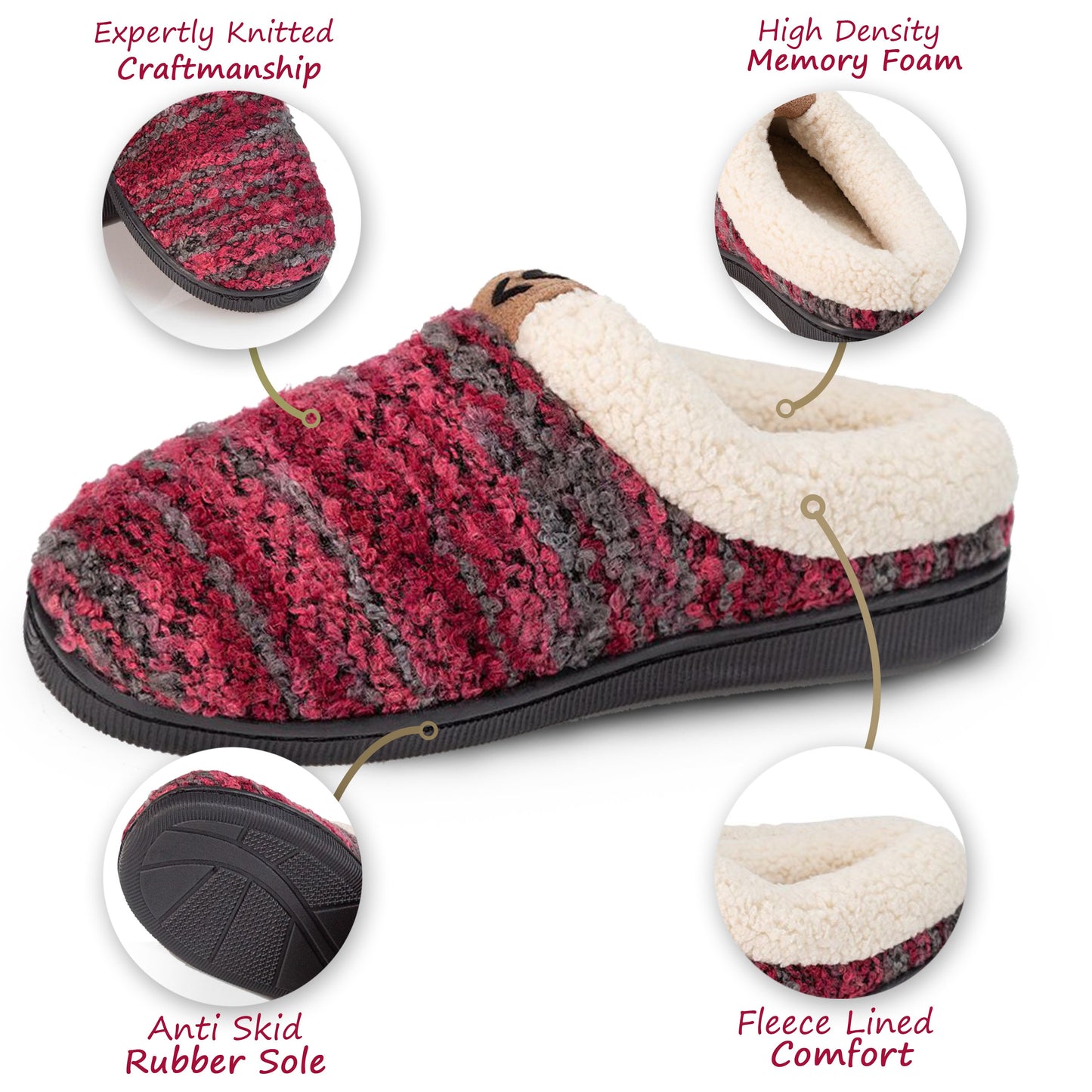 Pupeez Girls Knitted Fleece Lined Clog Slippers