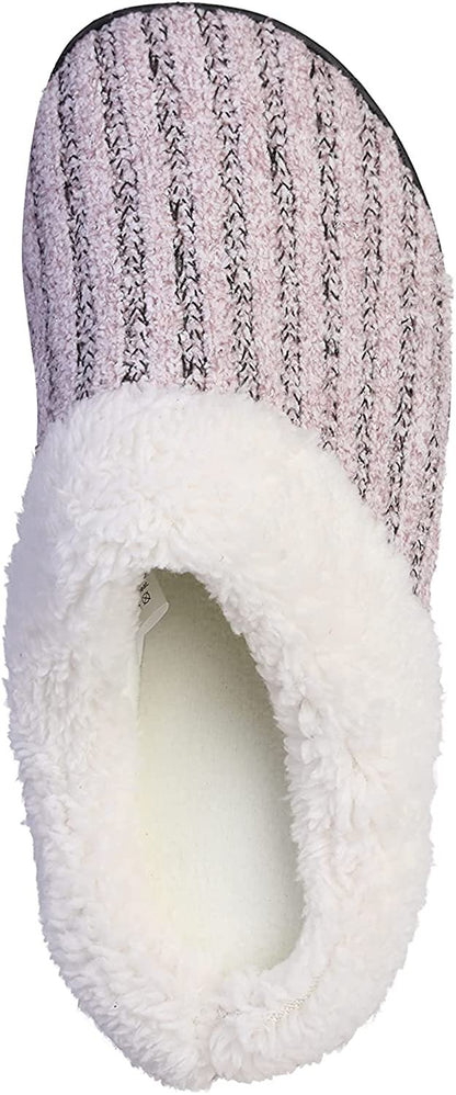 Roxoni Women’s House Slippers Knit Fleece Lined Cozy Clog House Shoes