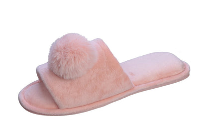 Roxoni Women’s Slippers Lovely Velvet Pom-pom Open Toe House Slides