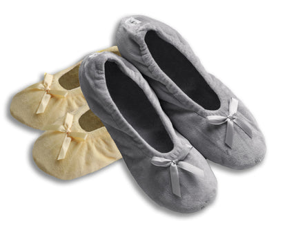 Roxoni Women's Terry Classic Cotton Ballerina Slippers (Pack of 2)