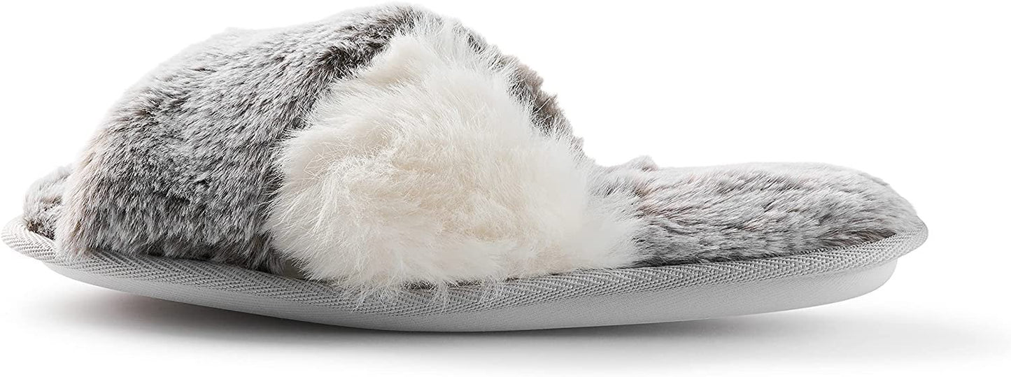 Women's Cross Band Fur Slipper