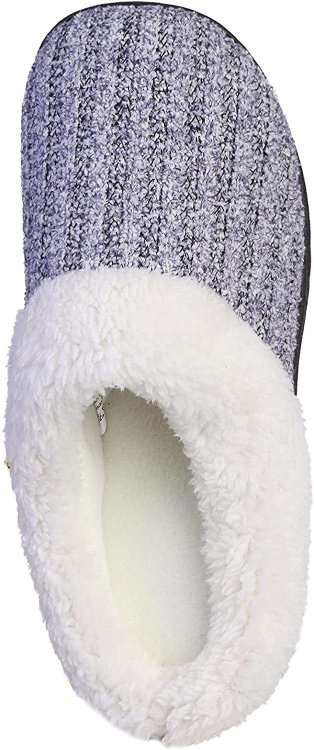 Roxoni Women’s House Slippers Knit Fleece Lined Cozy Clog House Shoes